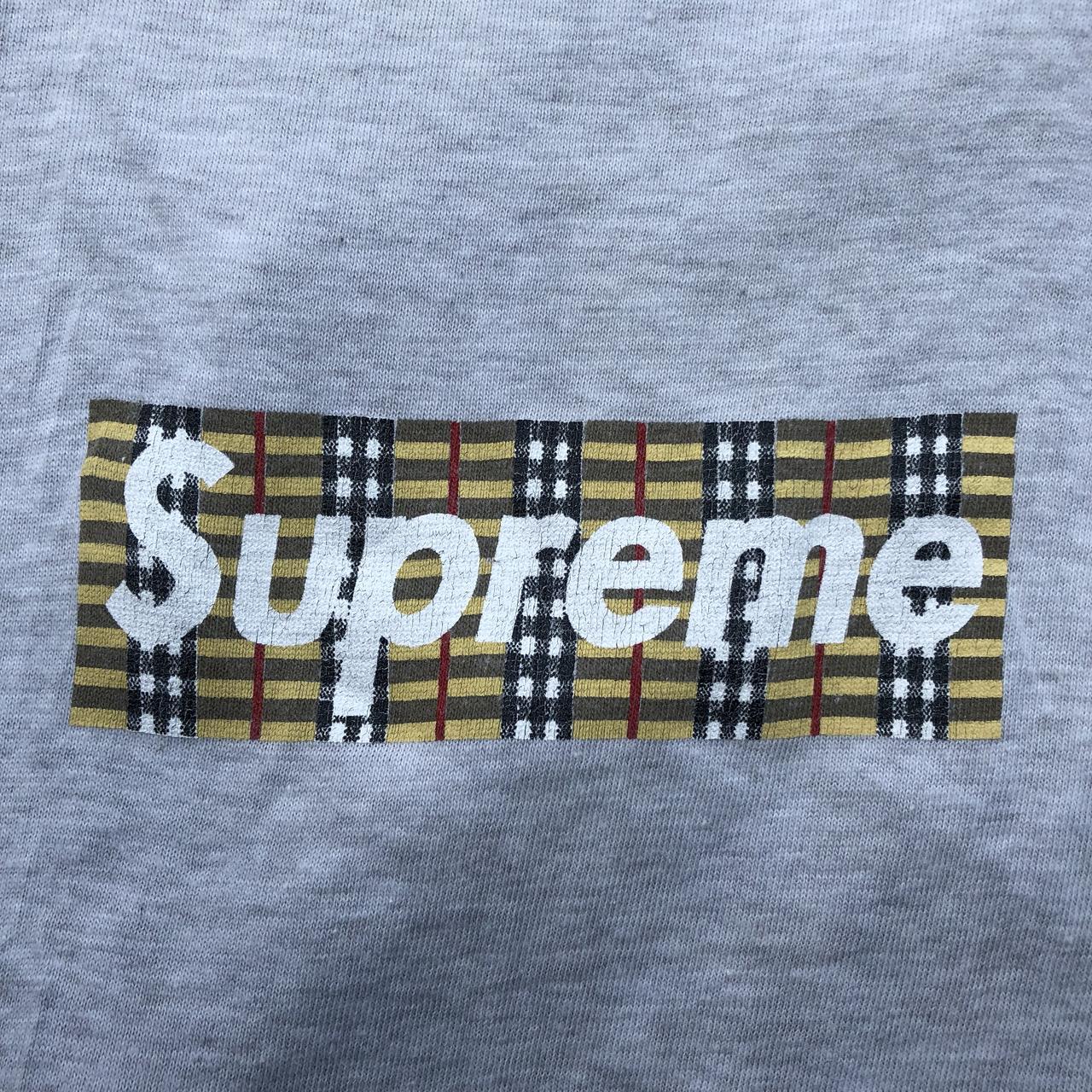 Vtg Supreme Burberry Box Logo Pit 22 inches Length... - Depop