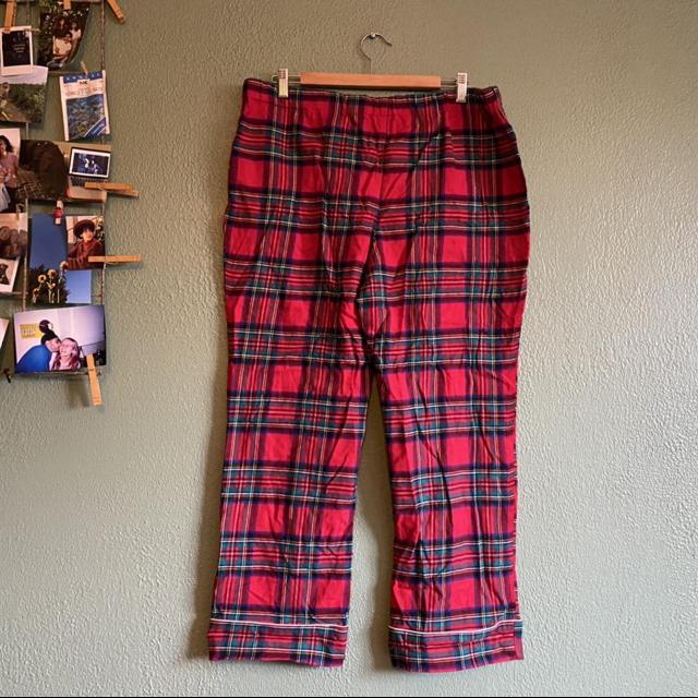 red plaid pajama pants - in great condition, no - Depop