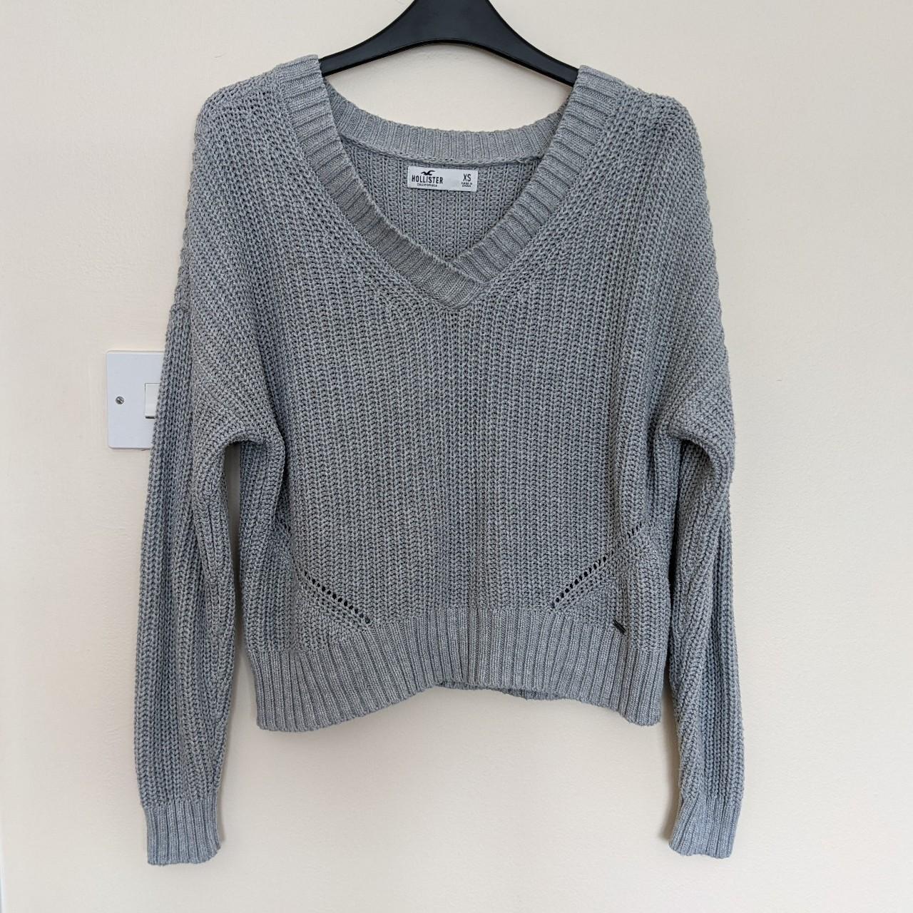 Grey knit v neck jumper In perfect condition -... - Depop