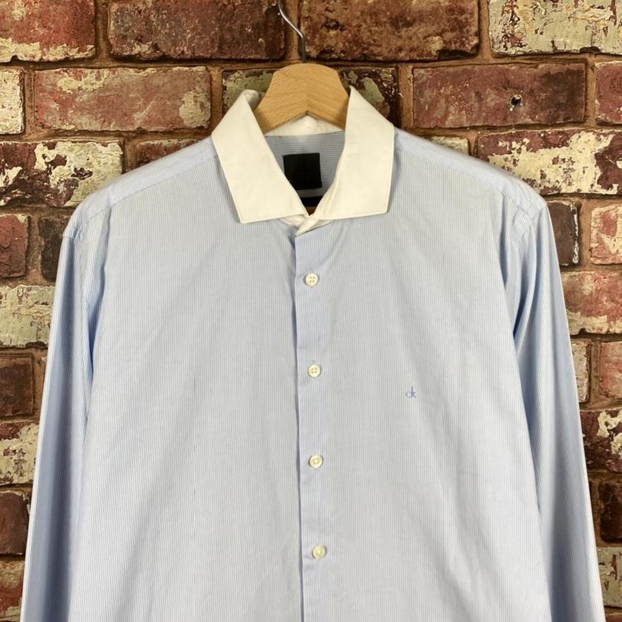 Calvin Klein Men's Blue and White Shirt | Depop