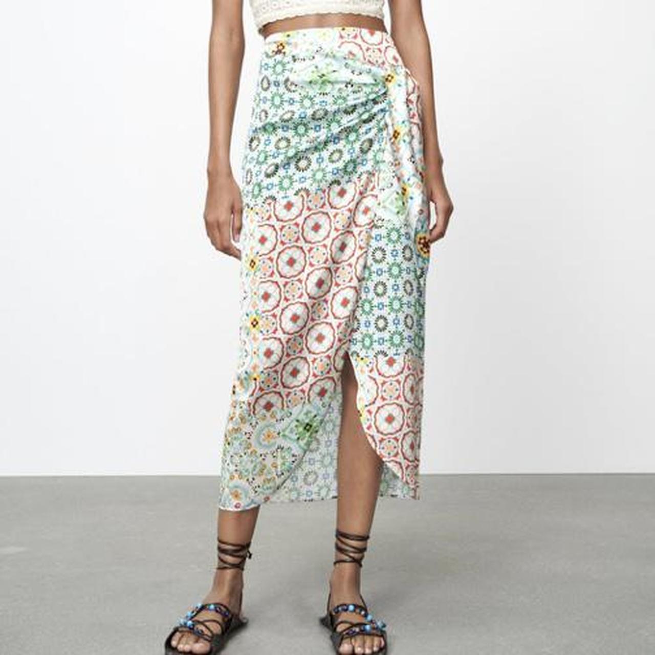Zara printed wrap skirt with knot size M BRAND NEW... - Depop