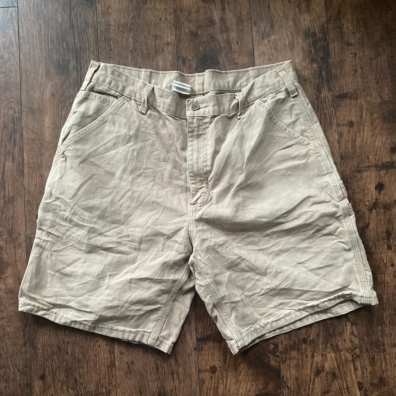 Cream carhartt shorts in an excellent vintage... - Depop