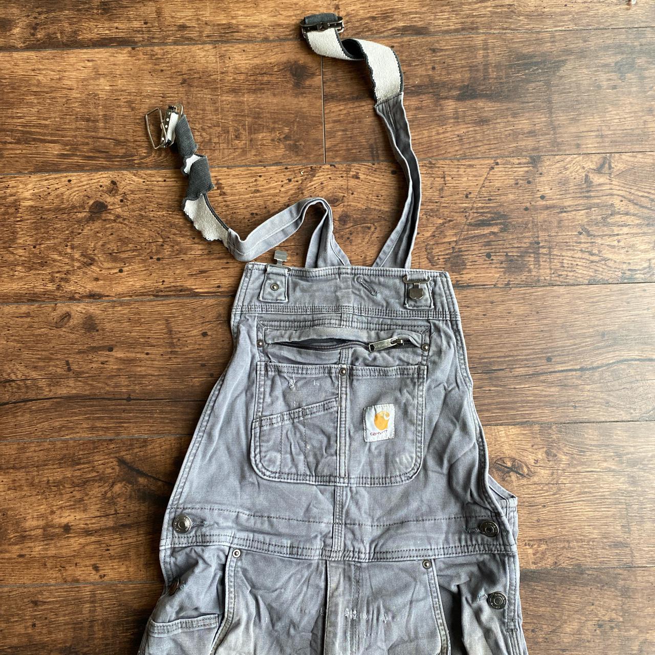 Vintage y2k grey Carhartt Dungarees. with signs of... - Depop