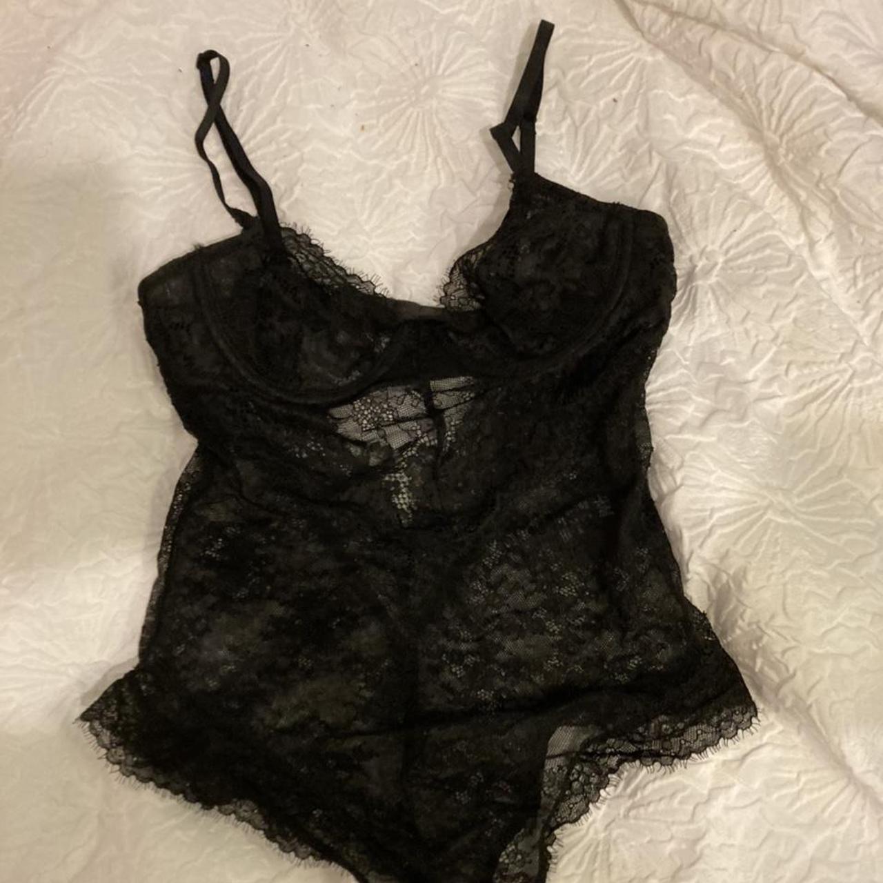 Black lace body suit Never worn So cute and... - Depop