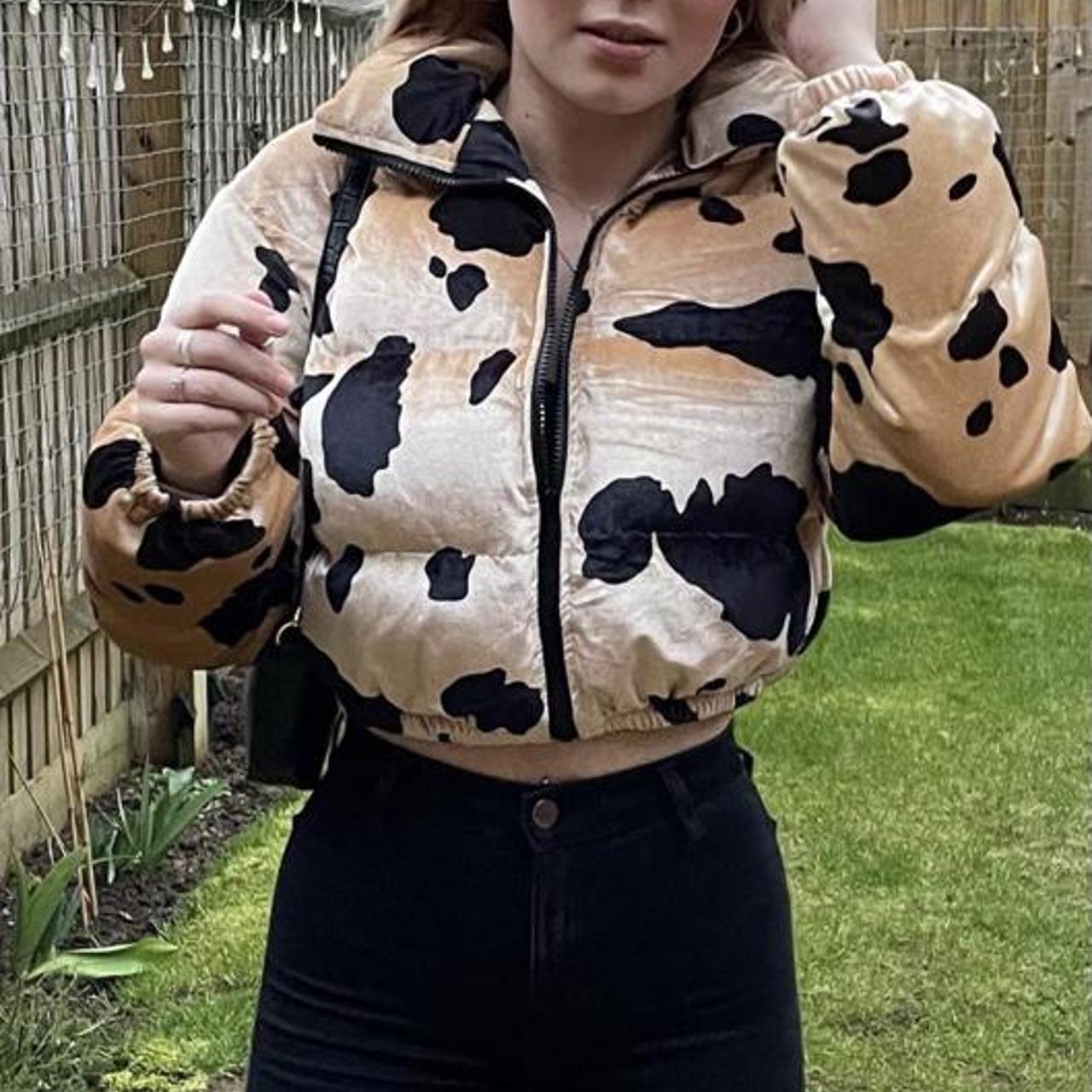 north face cow print jacket