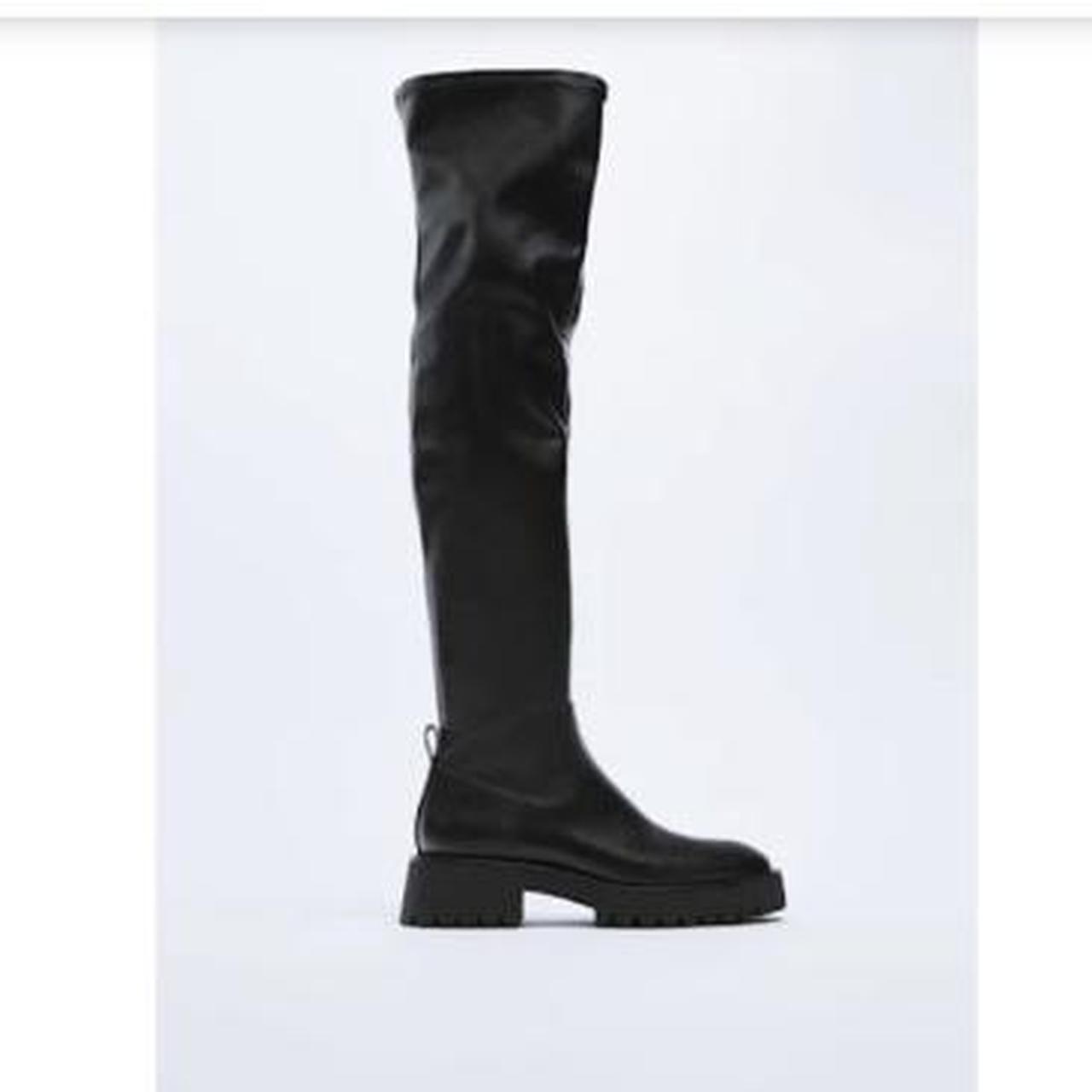 zara tall flat stretch boots