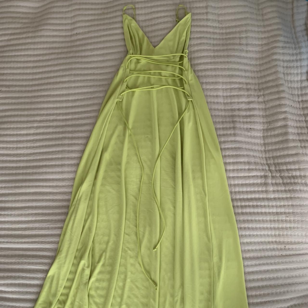 Lime green semi see through Zara maxi dress, perfect... - Depop
