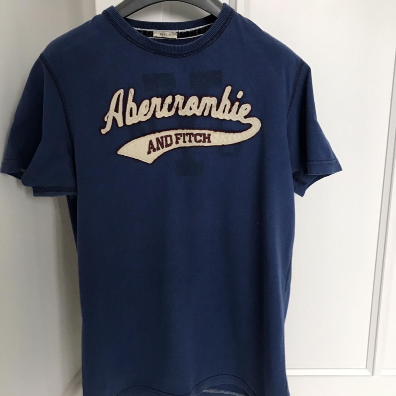 Men’s Vintage Abercrombie & Fitch Blue T-Shirt ~... - Depop
