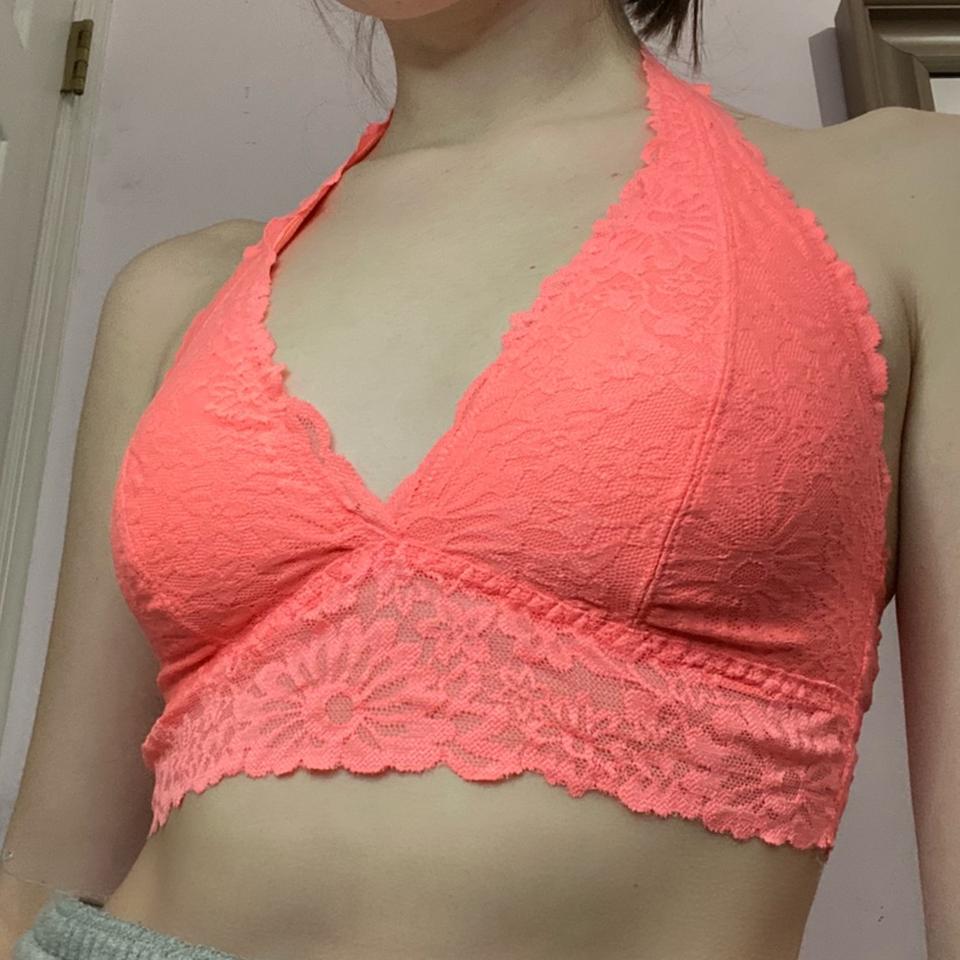 Victoria's Secret Halter Bra Red/Pink, 36C, Sexy - Depop