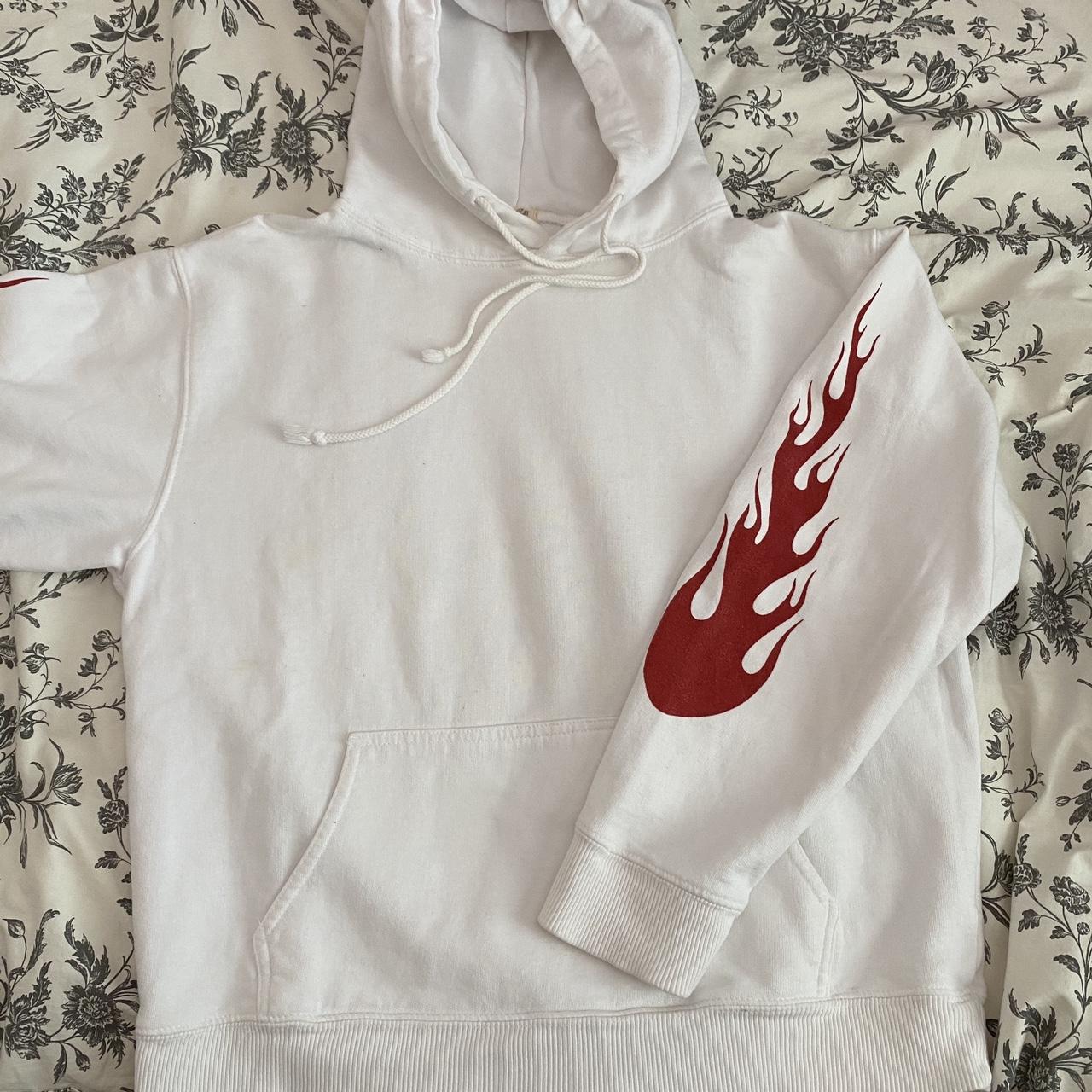 brandy melville white flames hoodie super soft Depop