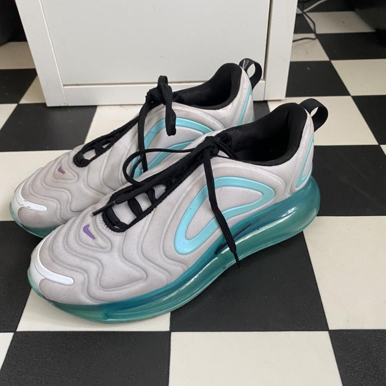 Nike Air Max 720 GS Trainers Size UK 6 White Blue... - Depop