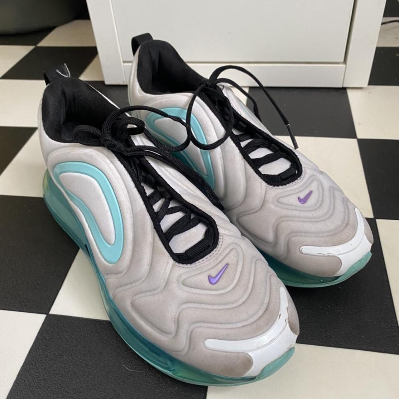 Nike Air Max 720 GS Trainers Size UK 6 White Blue... - Depop