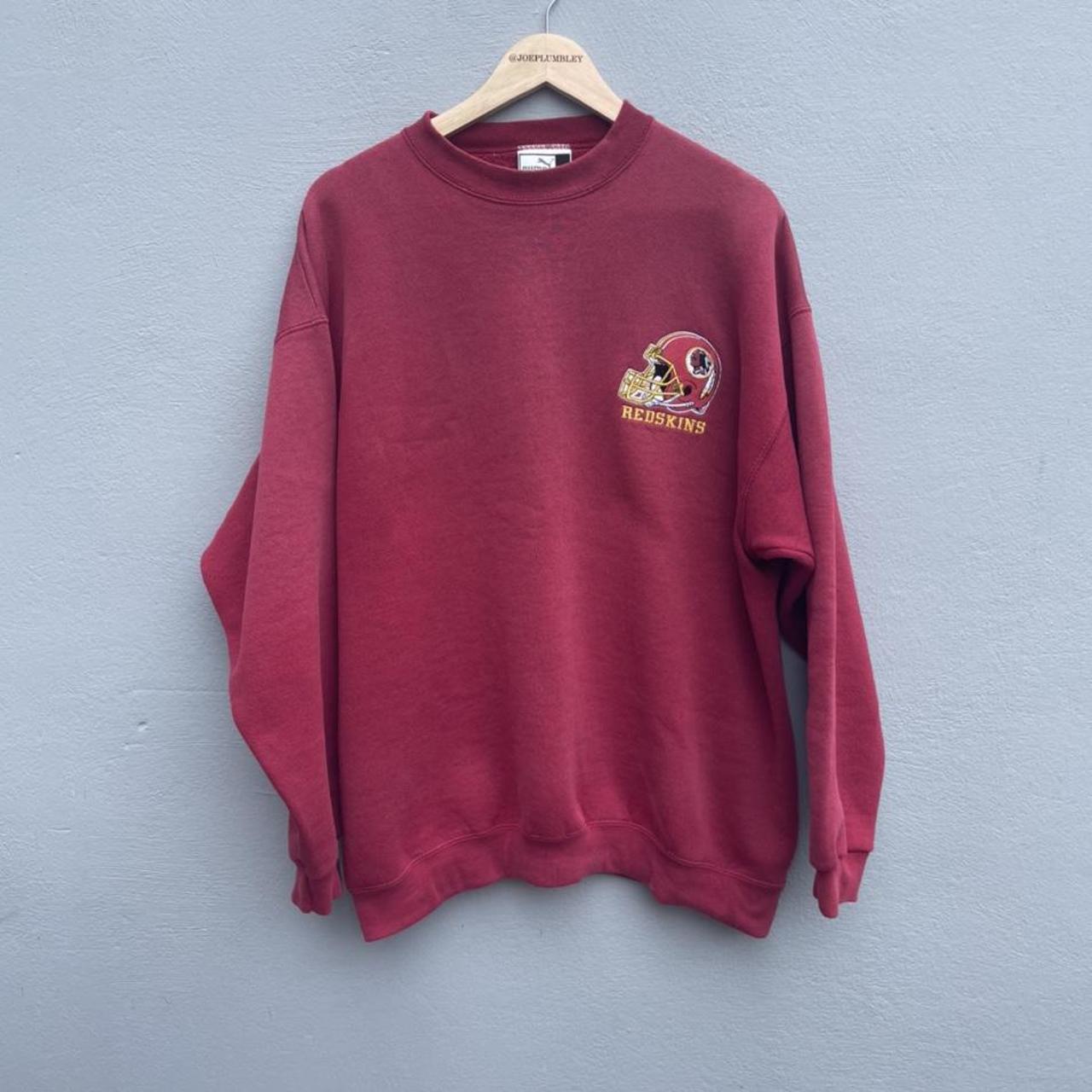 VINTAGE RETRO NFL SWEATSHIRT IN RED WASHINGTON... - Depop