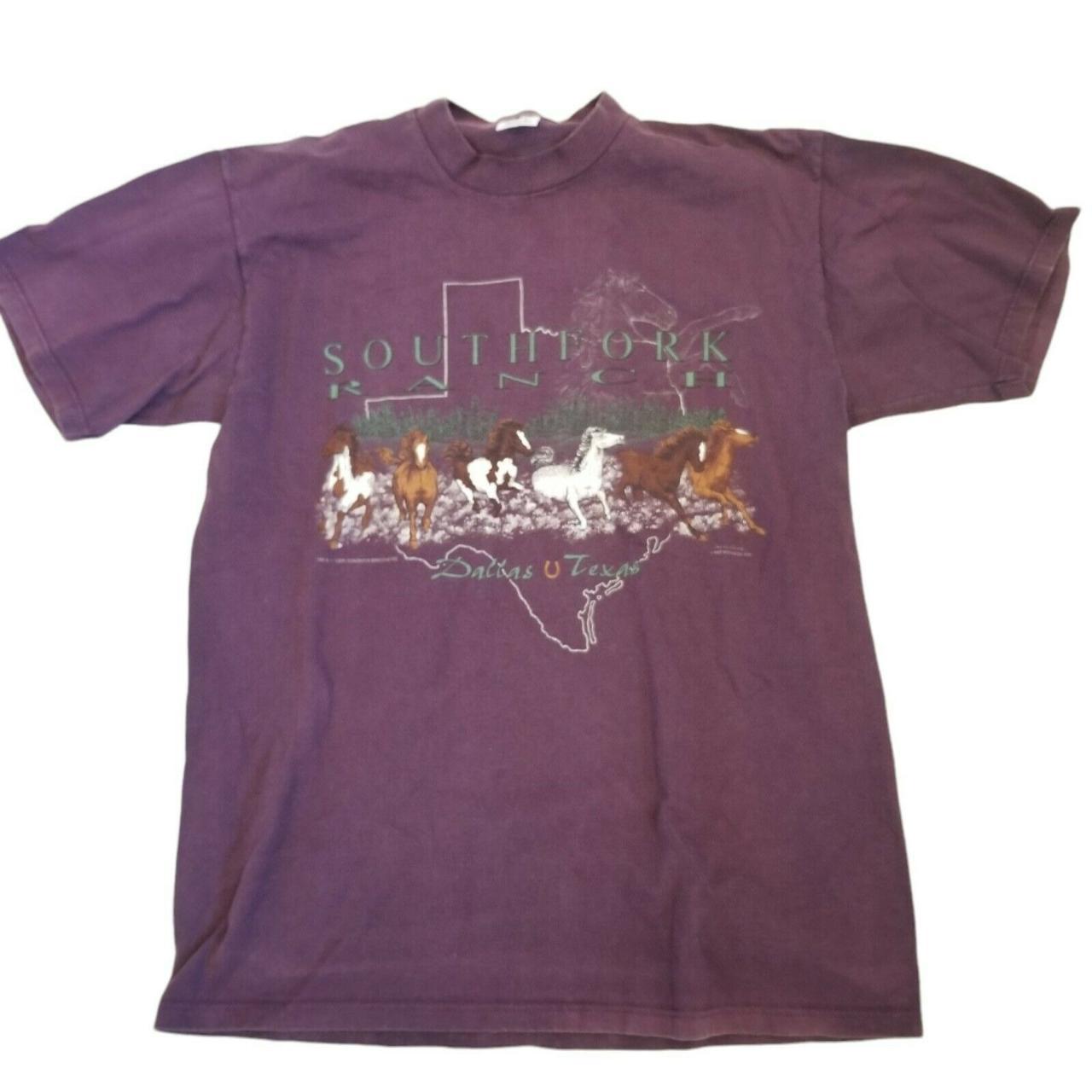 Vintage 90s Horses Dallas Texas Purple T-Shirt South... - Depop