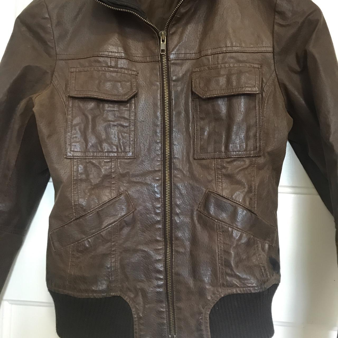 Genuine leather jacket. Dark brown size 8. It has... - Depop