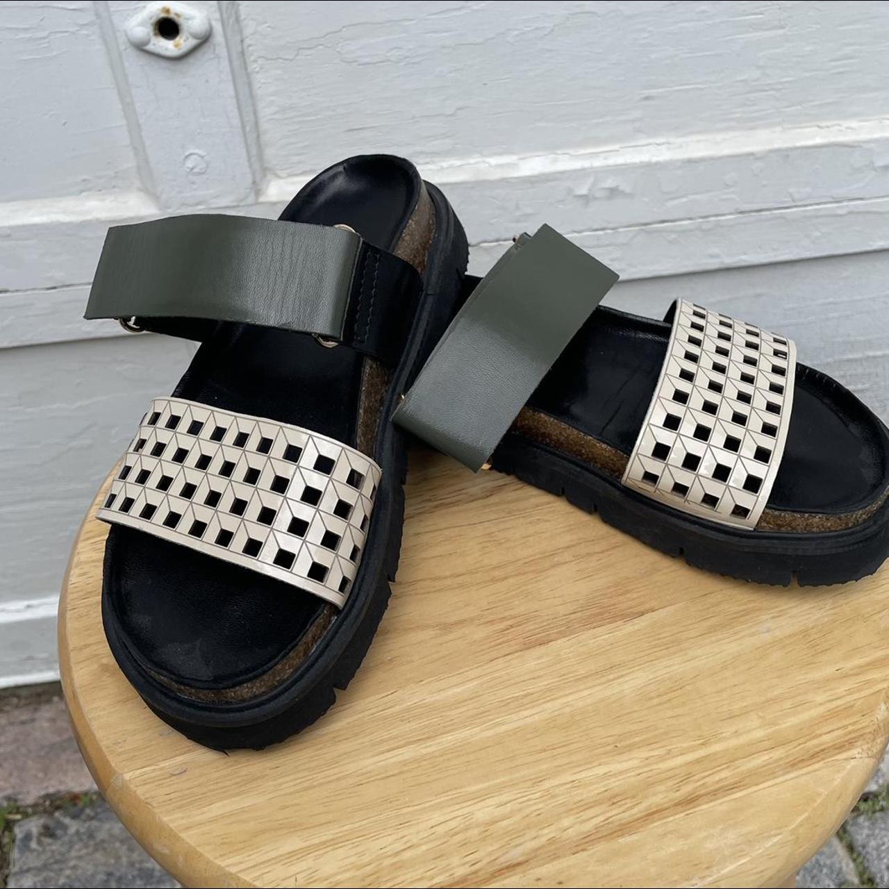 All Black Women's Green and Black Sandals