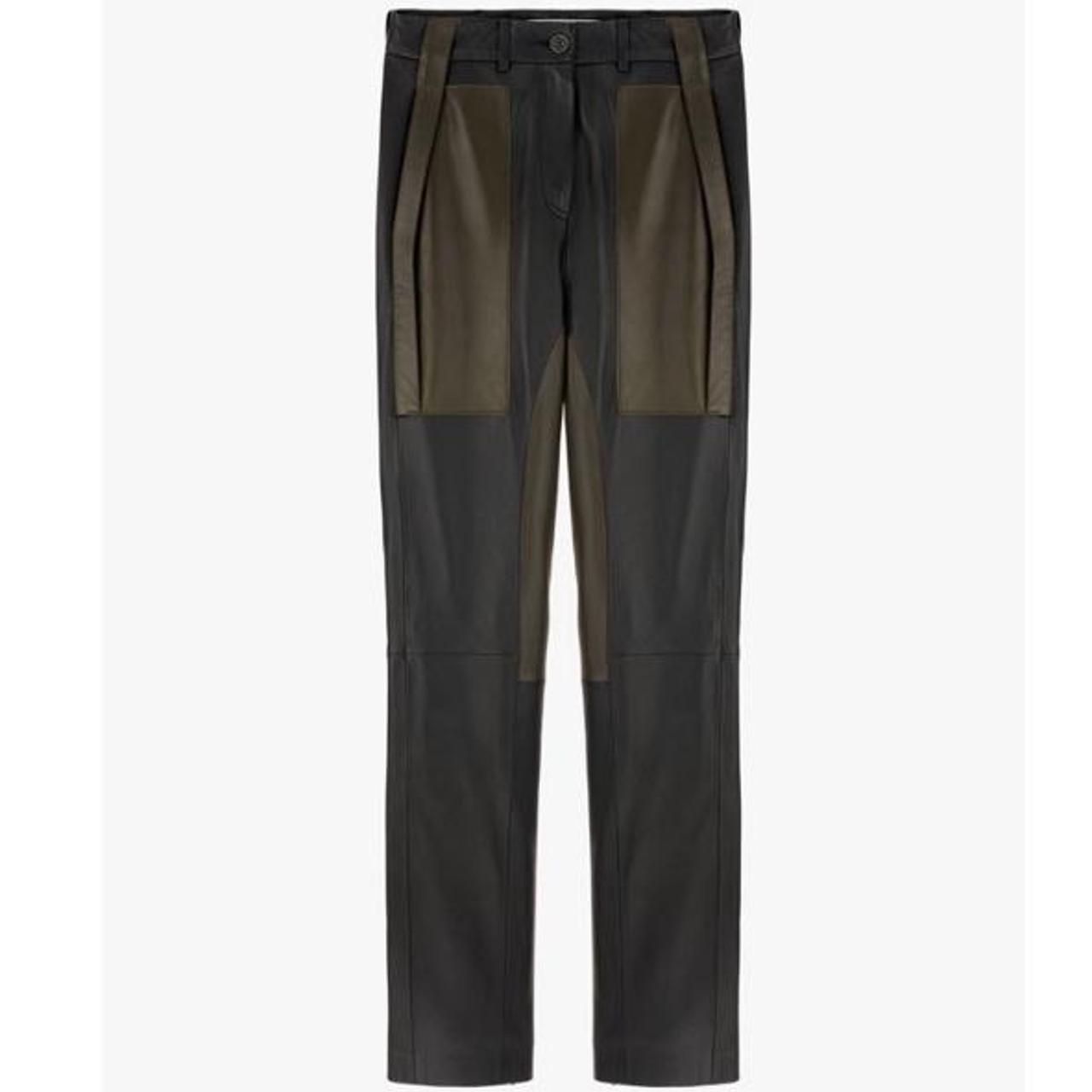 Zara real leather trousers in khaki and