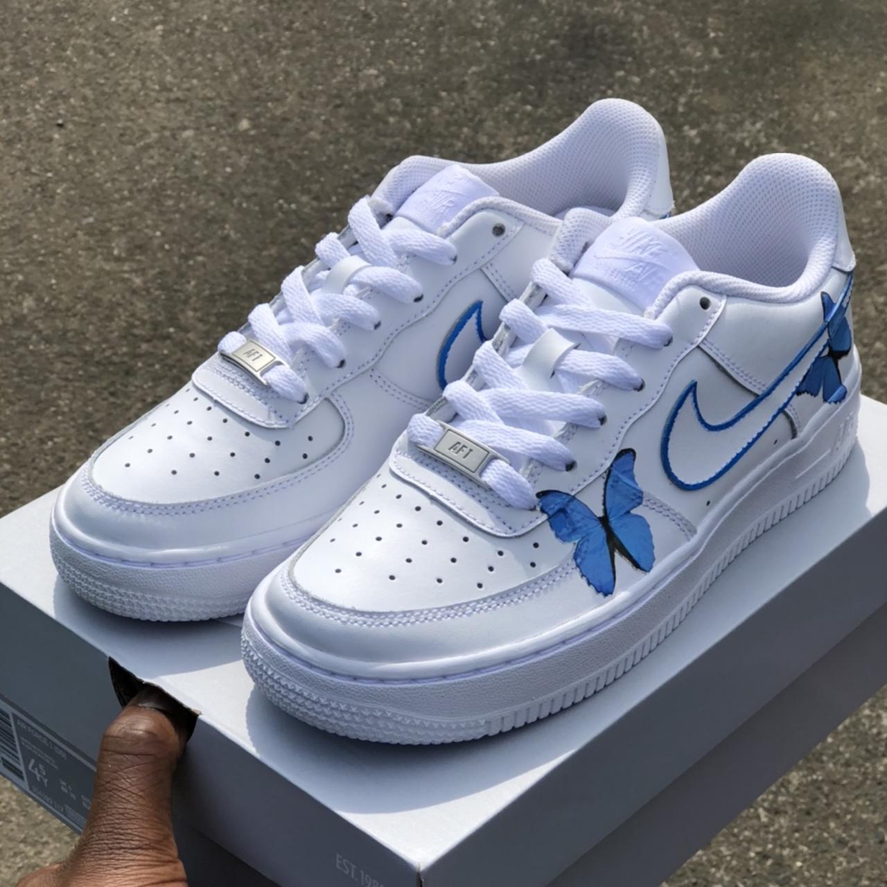 Custom butterfly nike air force 1s Worn only about 4 - Depop