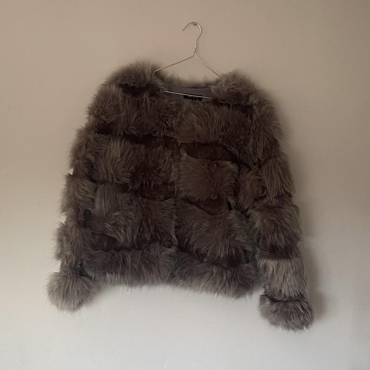 Grey Faux Fur Coat - worn once #fauxfur #greyfauxfur… - Depop