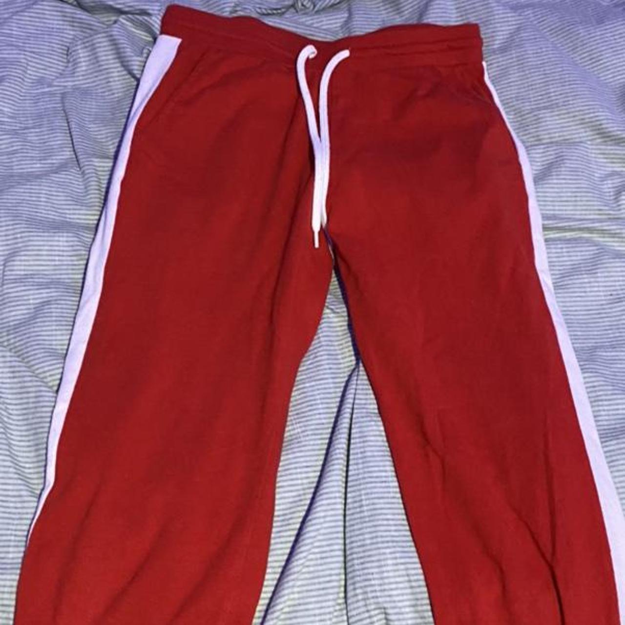 H&M Women's Red and White Joggerstracksuits Depop