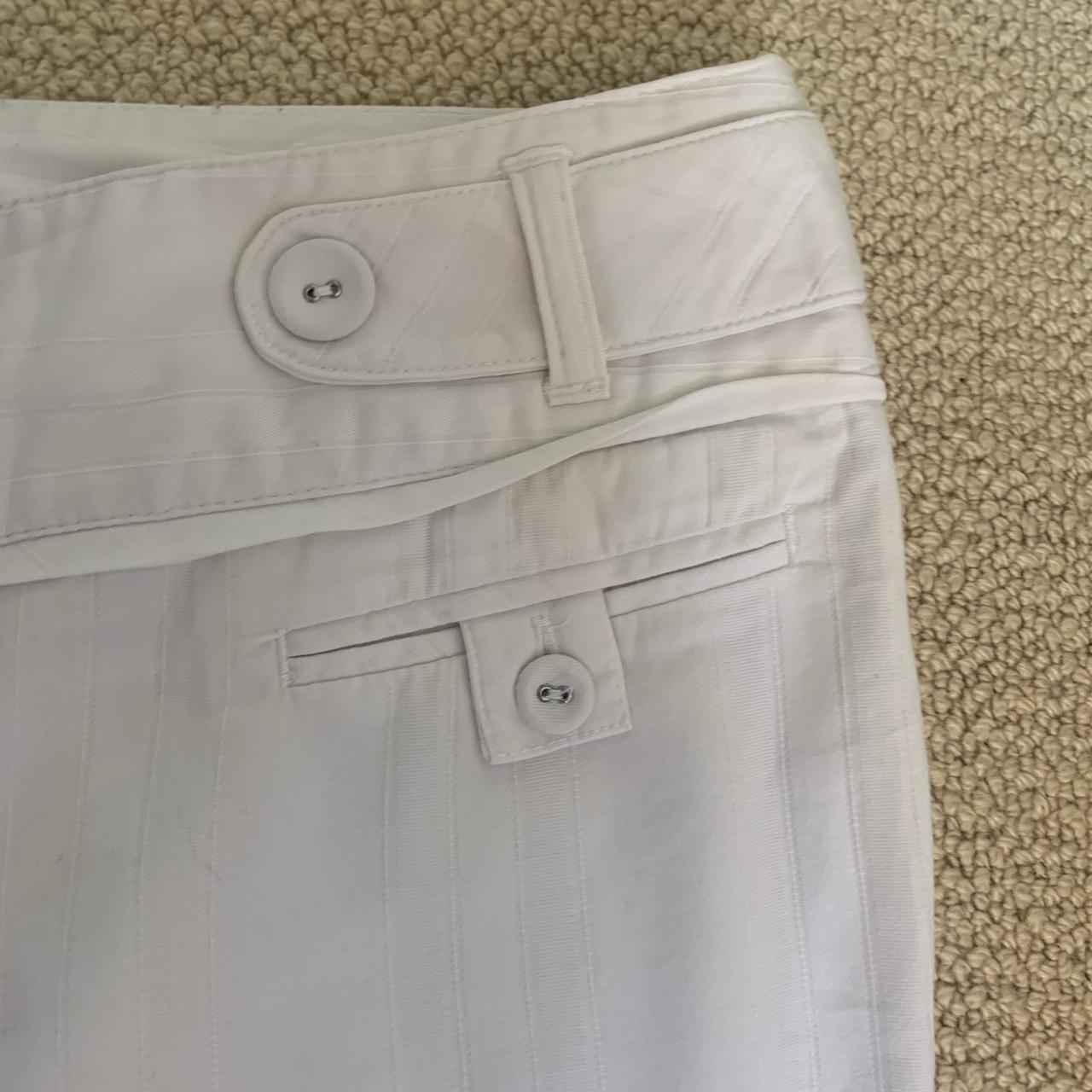 vintage white low waste y2k slightly flared trousers... - Depop