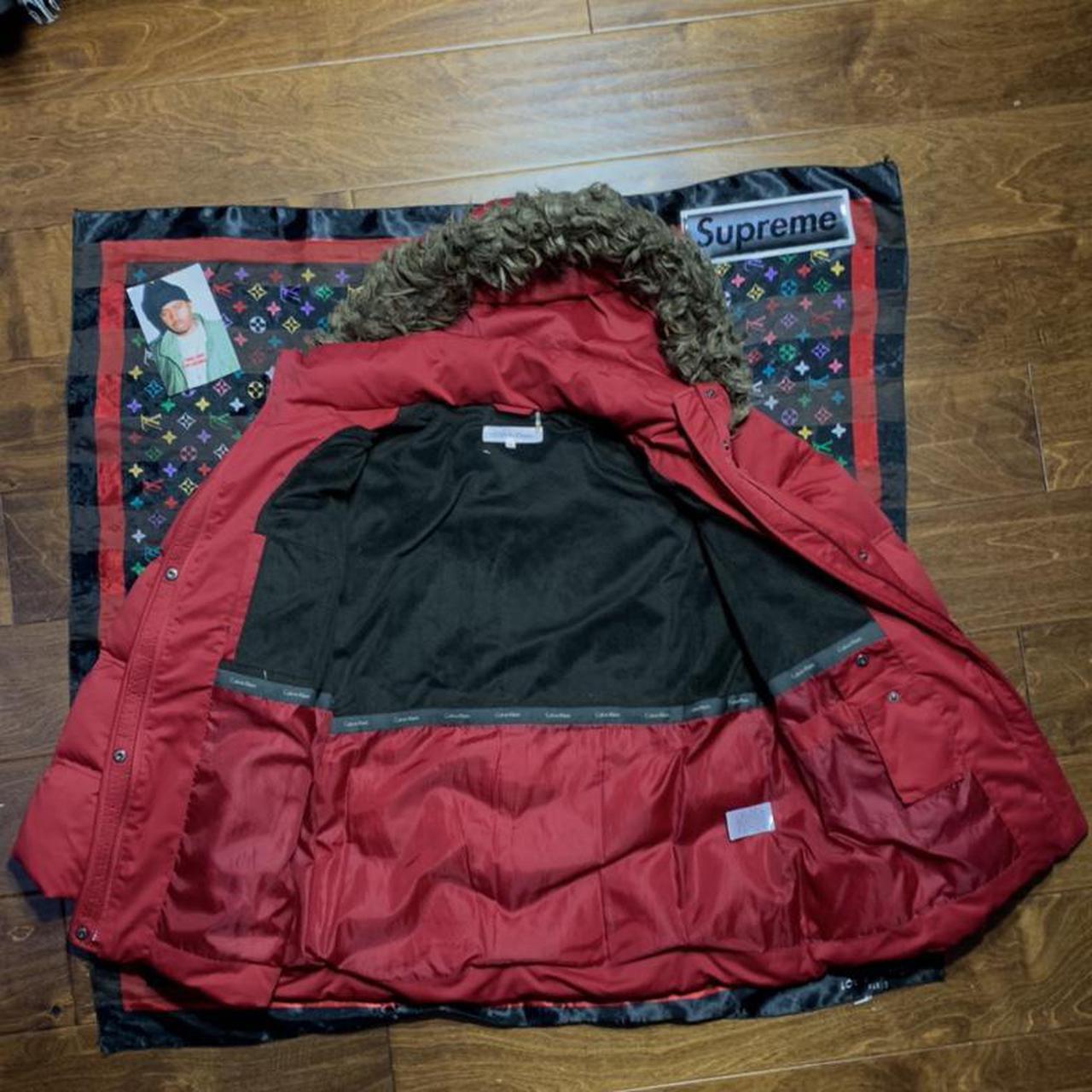 red designer puffer jacket