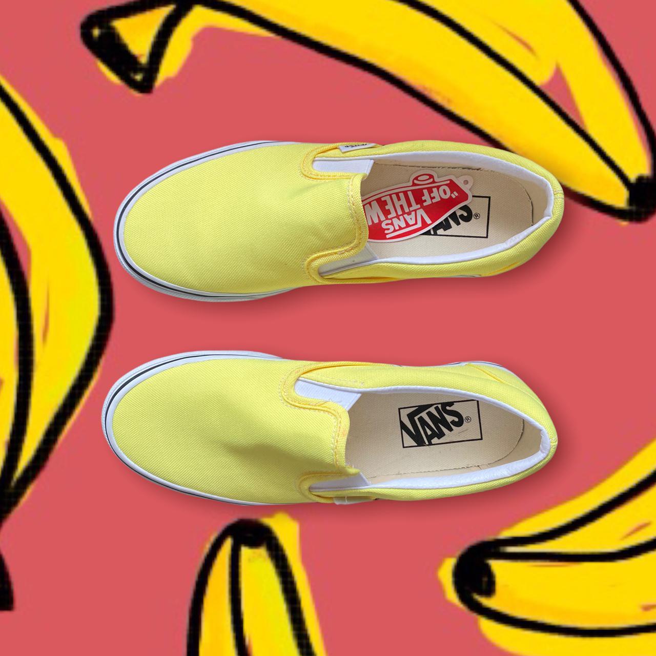 solid yellow vans slip on