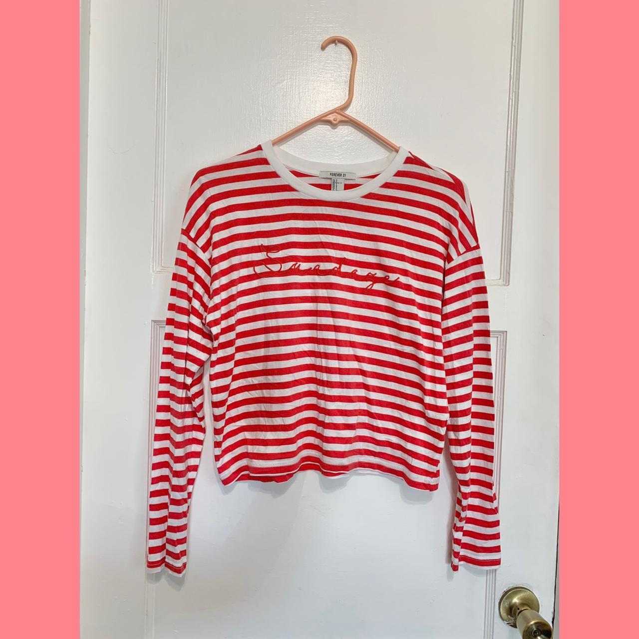 Striped long sleeve top with embroidery Channel. Depop