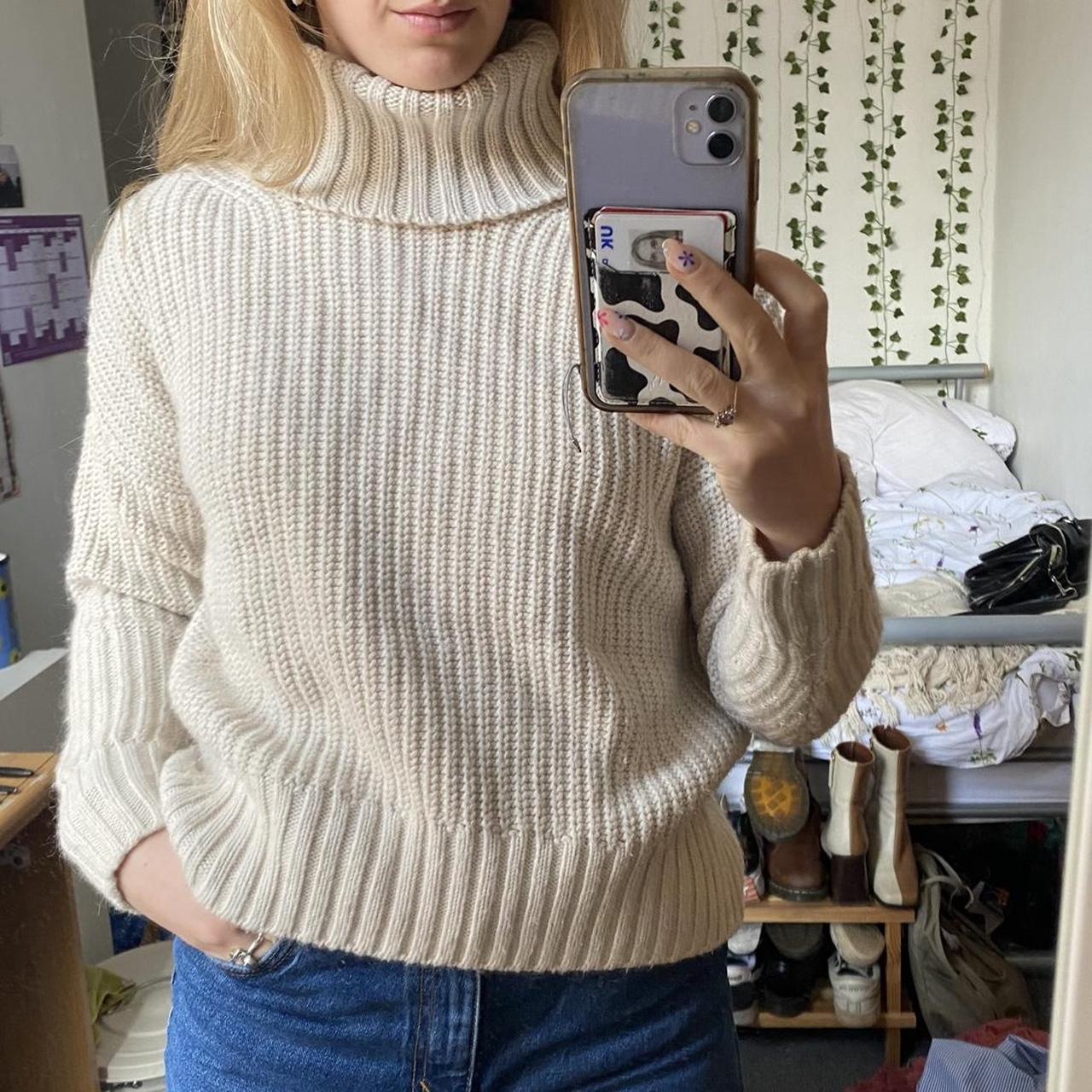 Really timeless cream knitted jumper size uk 8 from... - Depop