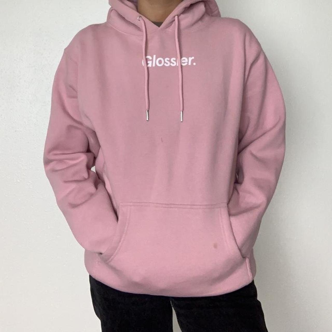 Glossier original pink hoodie! Seriously the softest... Depop