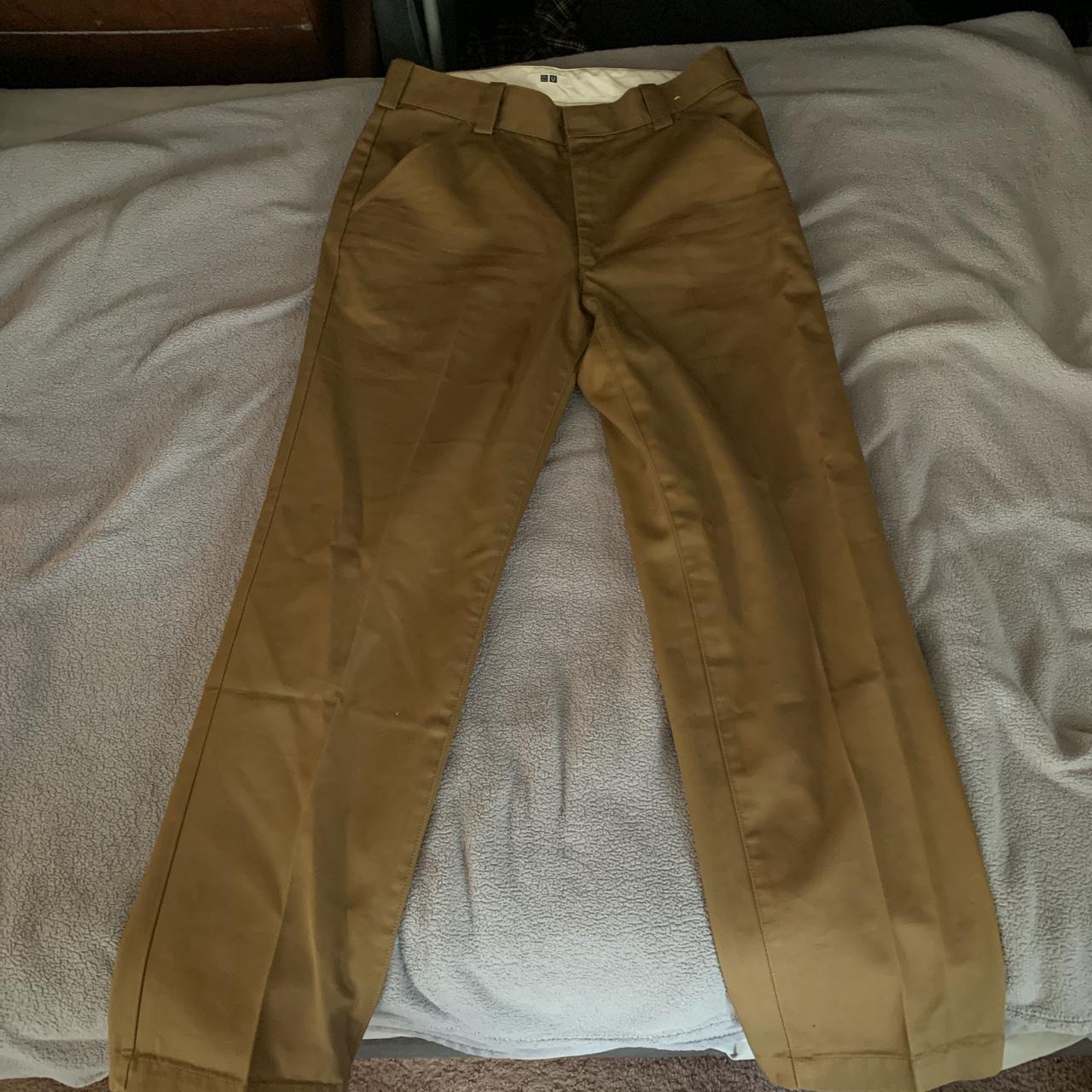 UNIQLO Men's Brown and Tan Trousers Depop