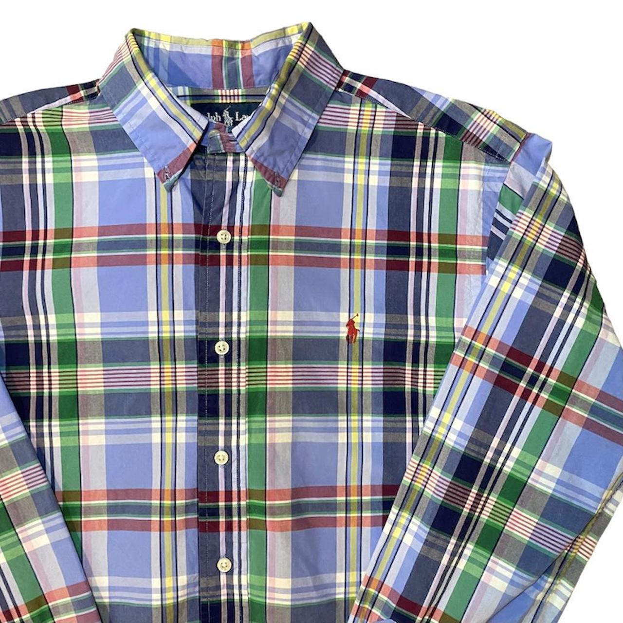 Polo Ralph Lauren Plaid Button Up Dress Shirt Blue... Depop