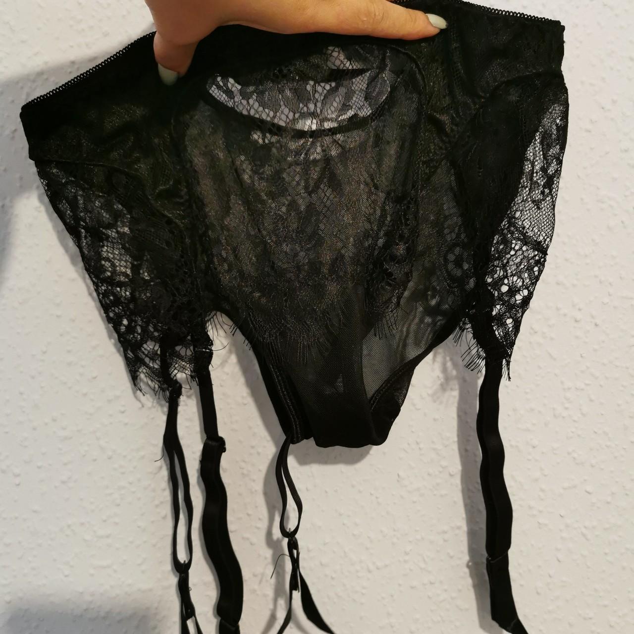 Black Lace Lingerie Set, With See Through Lacy Top - Depop