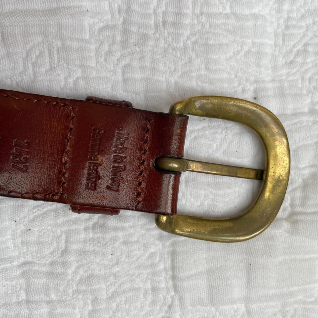 Dockers leather belt with brass coloured... - Depop