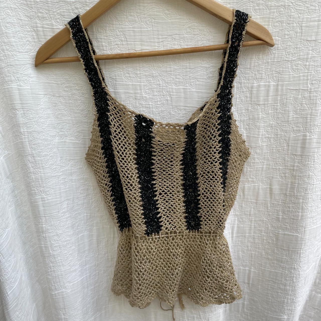 Women's Black and Tan Top | Depop