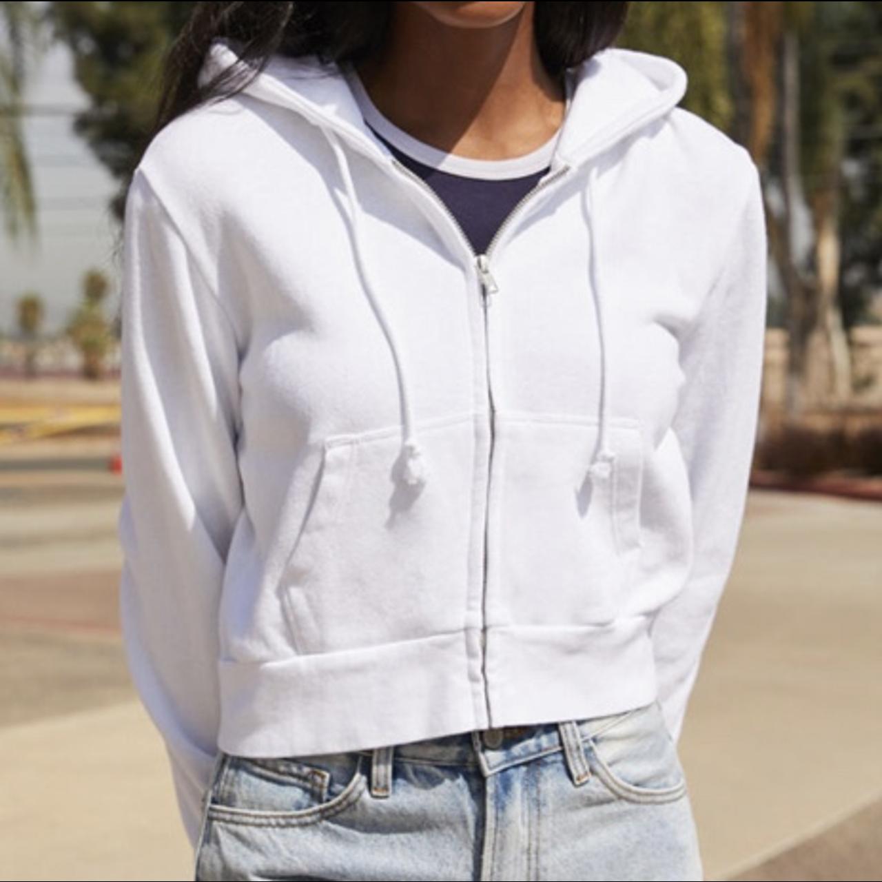 white brandy Melville Crystal zip up hoodie, message... Depop