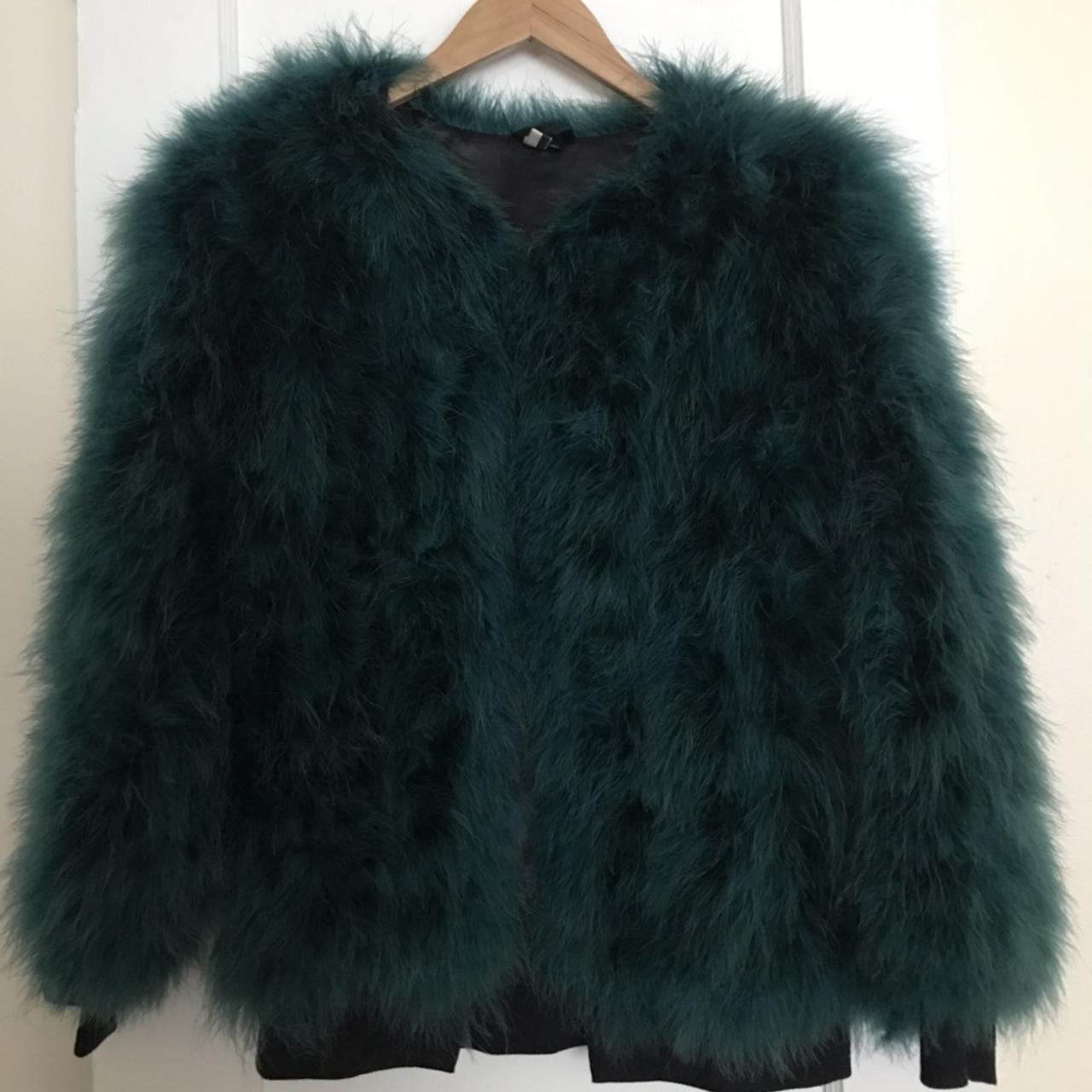 Topshop - sea green feather jacket UK 6 / US 2 good... - Depop