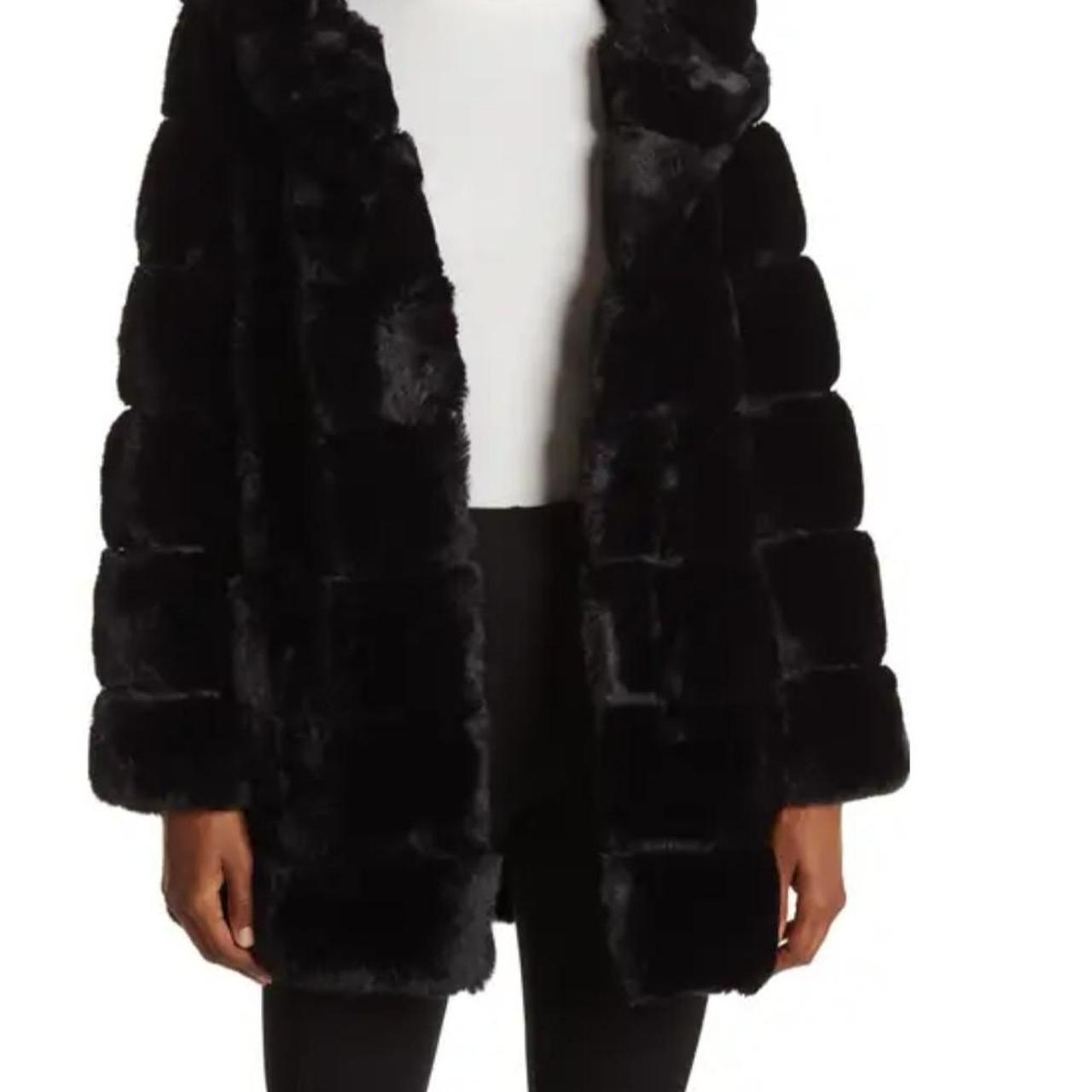 BCBGMAXAZRIA Quilted Faux Fur Hooded Coat. Wore