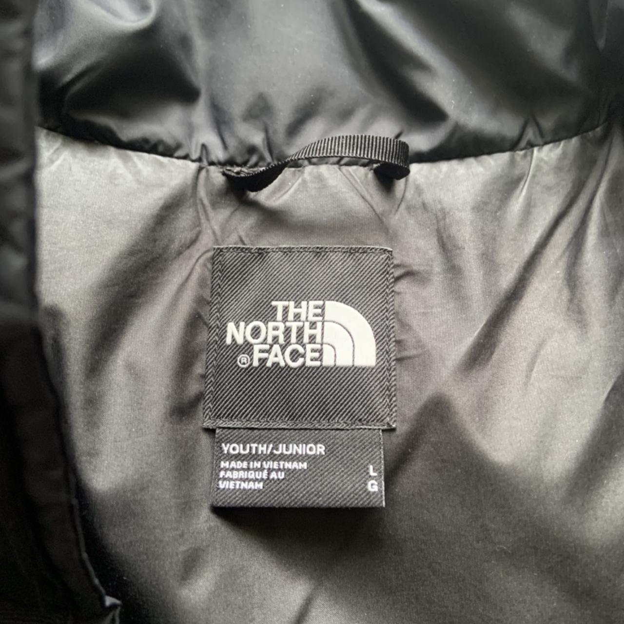 Black north face youth kids gilet nuptse size... - Depop