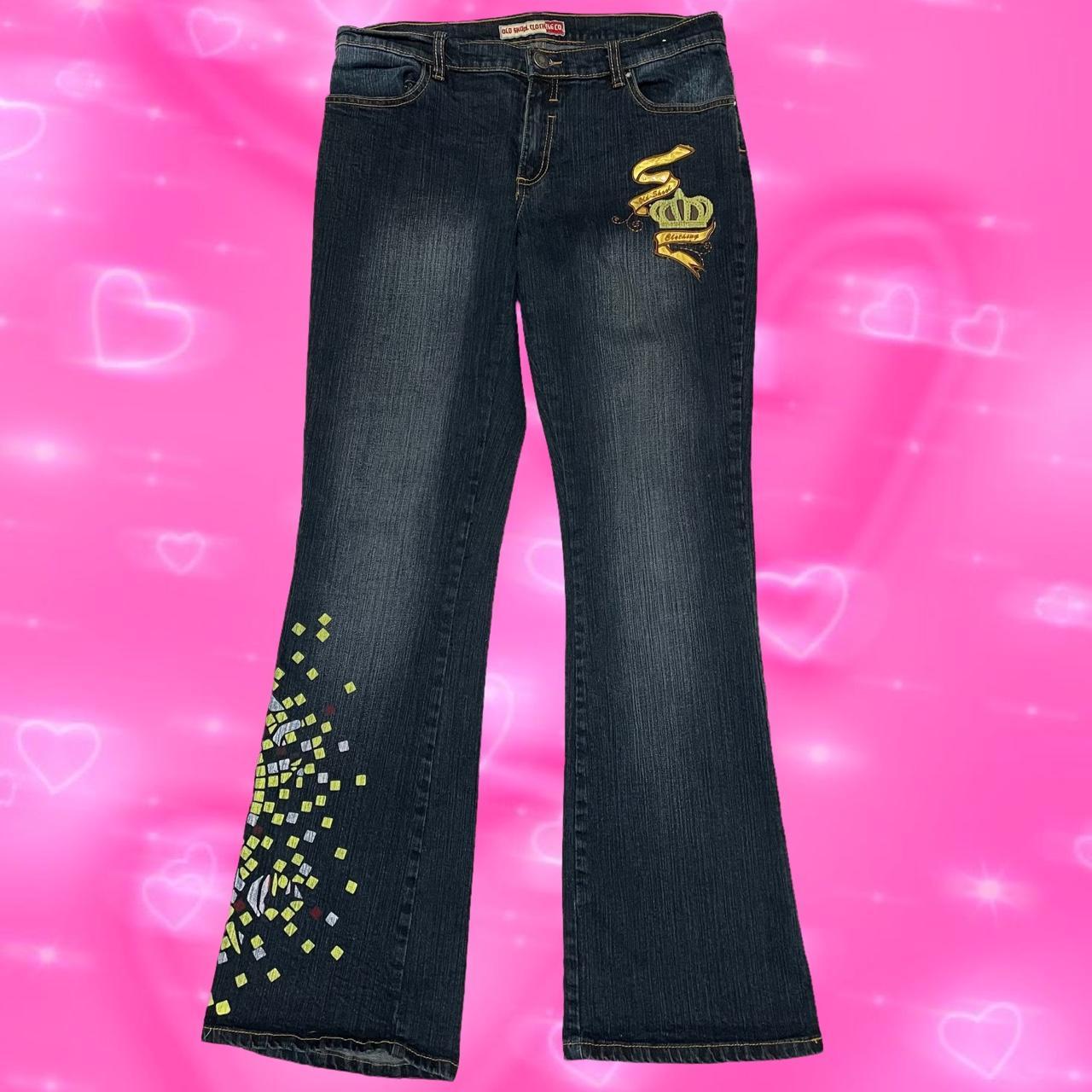 Y2K Old Skool Clothing Co Low Rise Graphic Flare... Depop