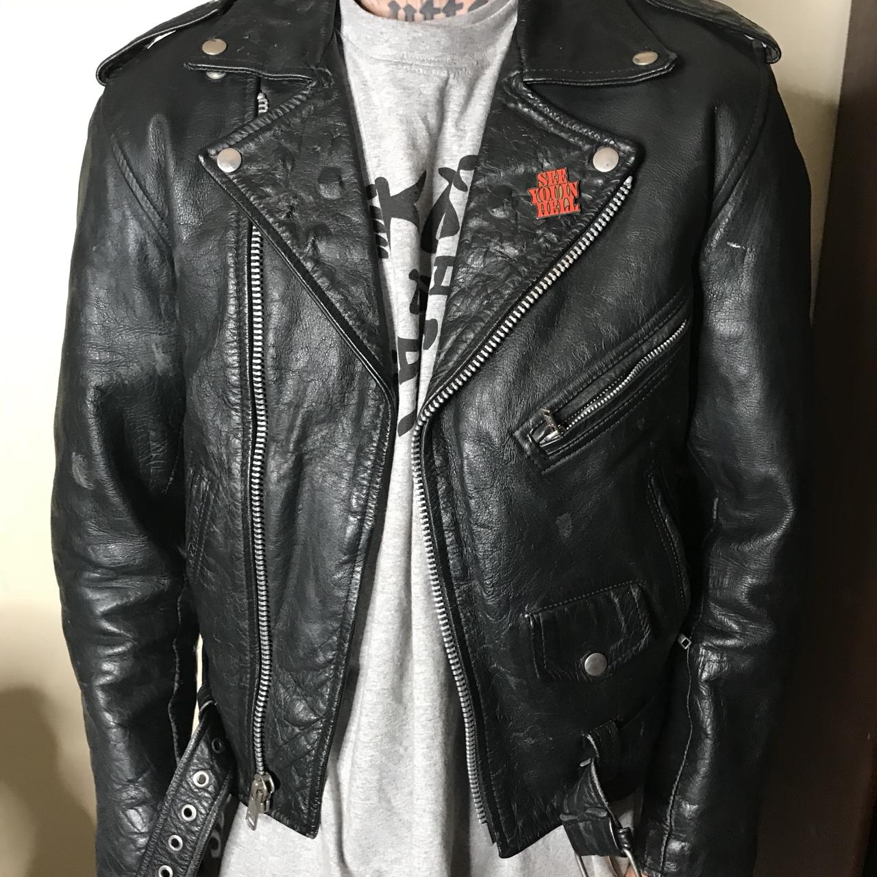 Authentic vintage Echtes Leder Leather mens jacket... - Depop