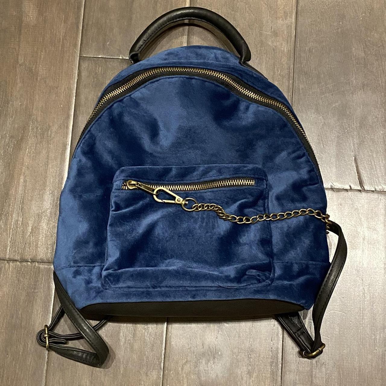 Blue velvet mini backpack Depop