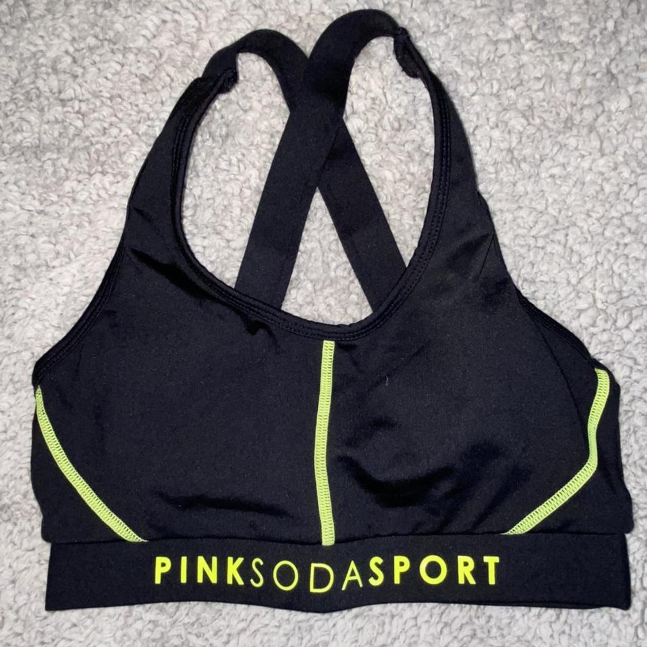 Pink soda sport racer back high impact sports bra. - Depop