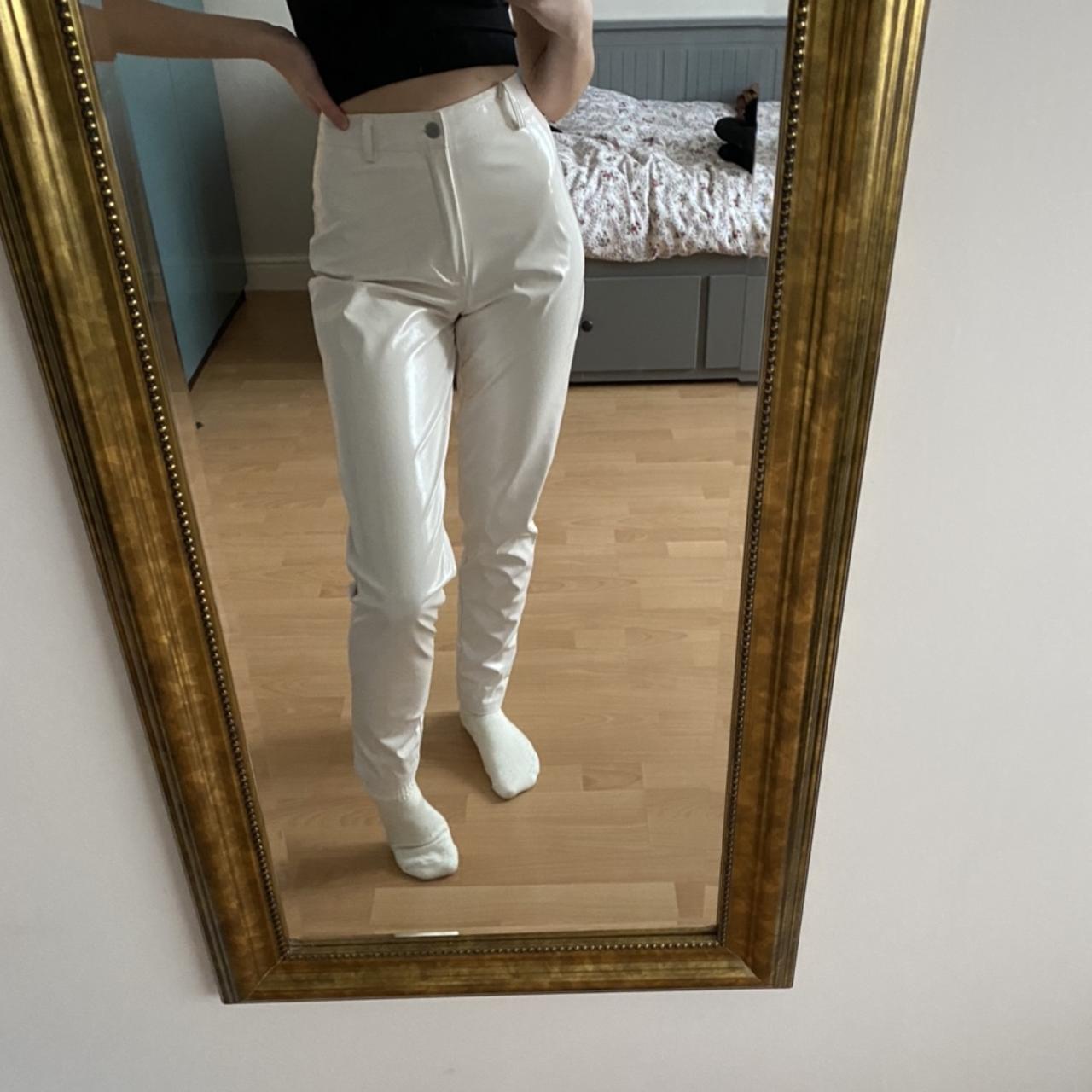 white vinyl trousers