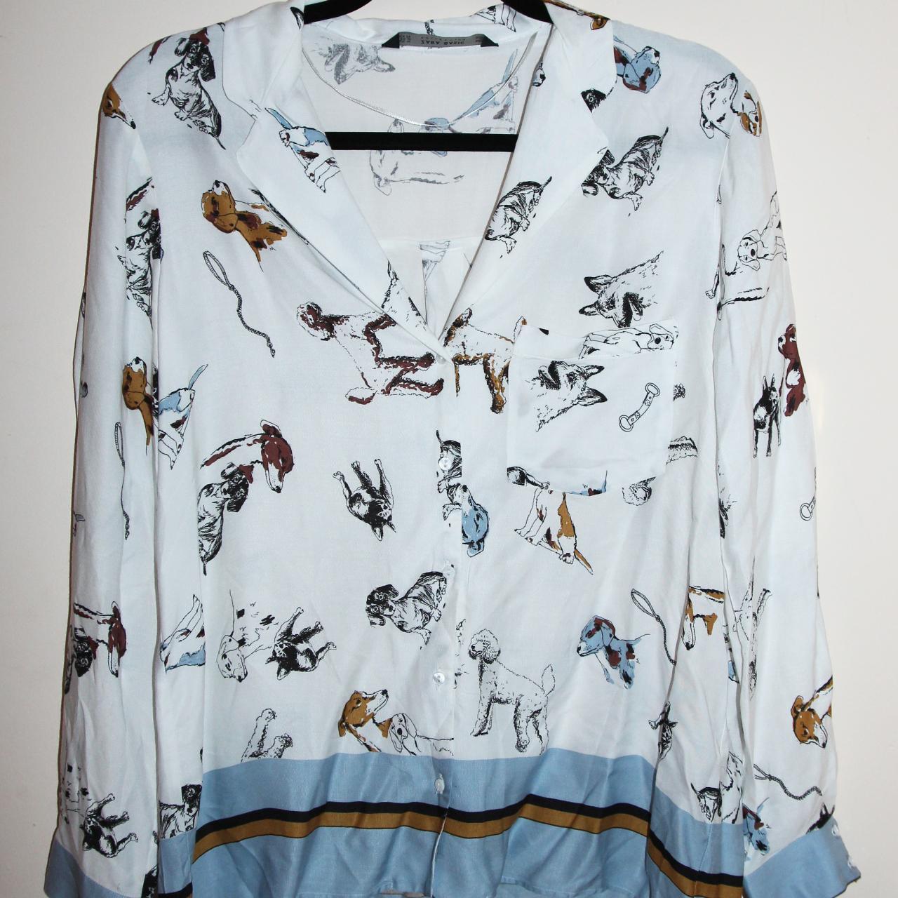 ZARA dog blouse print button up shirt top has a... Depop
