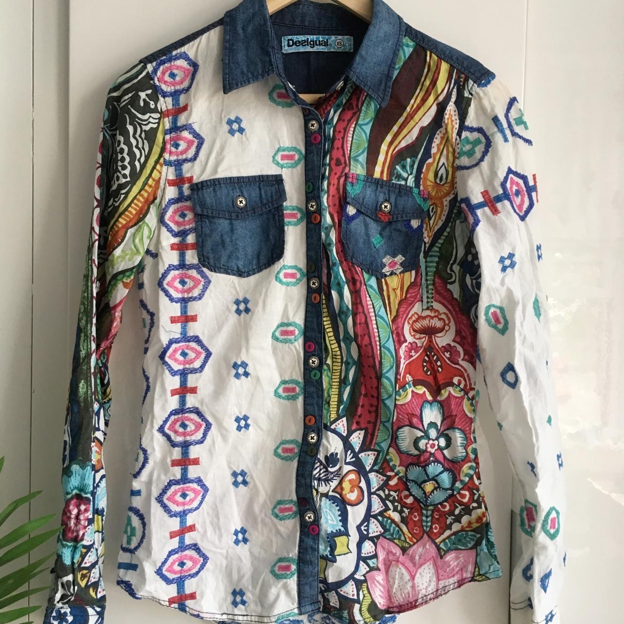 Desigual mens xs designer funky hippie patterned... Depop