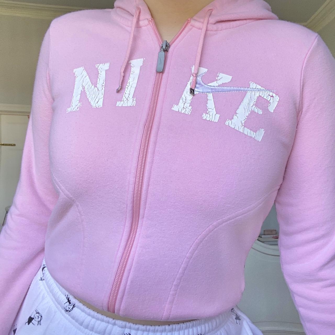 🦋🌸Rare Vintage Nike zip up hoodie. Light pink with... - Depop