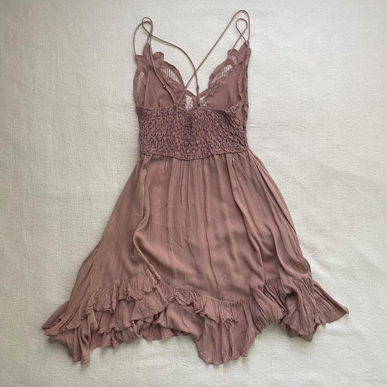 Free People Women's Pink Dress | Depop