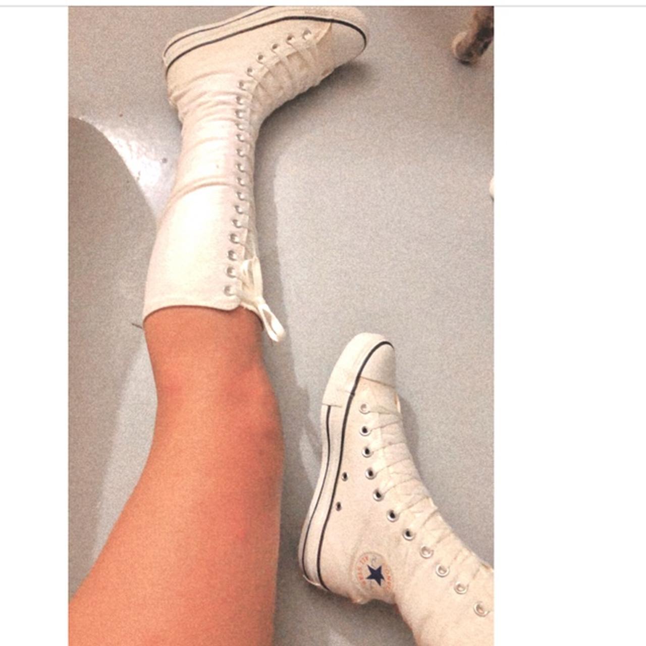 Knee high hot sale converse white