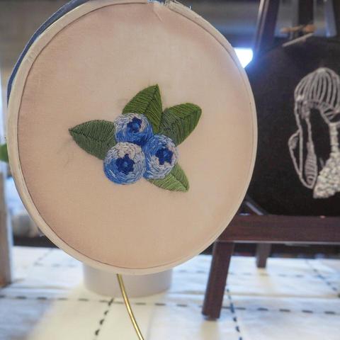 🫐Blueberry Hoop🫐 Five inch hand-embroidered hoop - Depop